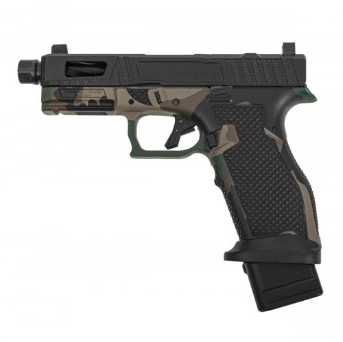 PSA Sabre Dagger Full Size - S 9mm Pistol, Threaded Barrel, W/Mag extensions, M81 Woodland Camo